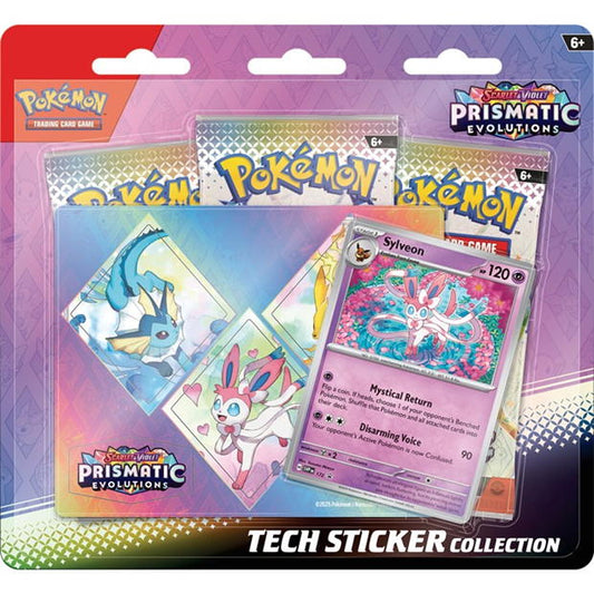 Pokémon TCG: Scarlet & Violet 8.5 – Prismatic Evolution 3-Pack Tech Sticker Collection Pack